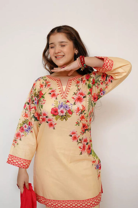Picture of Senorita - Girls Eid Dress - Yellow & Multicolor - Casual 3 Piece Suit - GAD-03475 - Available at Raja Sahib