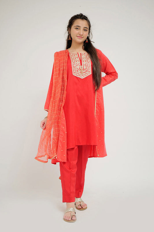 Picture of Senorita - GBD-02680 | Red & Gold | Casual Plus 3 Piece Suit | Viscose Jacquard Filament - Available at Raja Sahib
