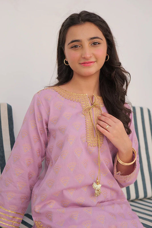 Picture of GBD-02912 | Purple & Gold | Casual Plus 3 Piece Suit | Cotton Jacquard - Available at Raja Sahib