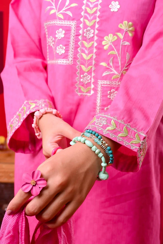 Picture of Senorita - Girls Casual Dress - Casual Plus 3 Piece Suit - Cotton Self Dobby - GBD-03372 - Available at Raja Sahib