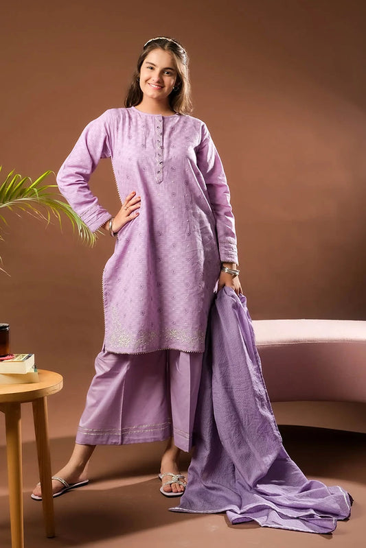 Picture of Senorita - Girls Eid Dress - Purple & Multicolor - Casual Plus 3 Piece Suit - GBD-03385 - Available at Raja Sahib