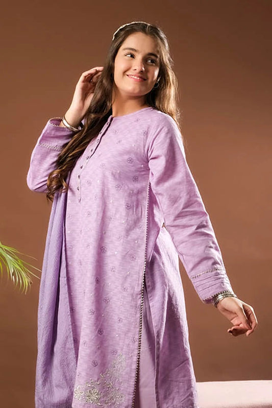 Picture of Senorita - Girls Eid Dress - Purple & Multicolor - Casual Plus 3 Piece Suit - GBD-03385 - Available at Raja Sahib