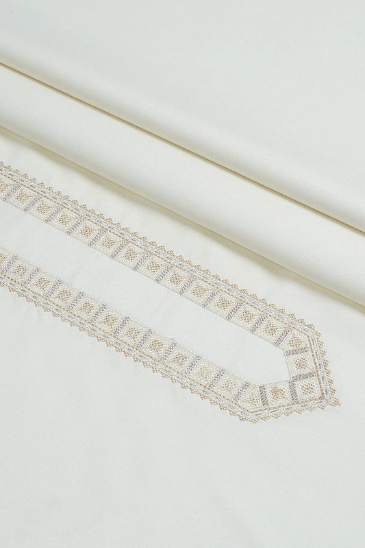 Fabrich - Men's Unstitch Embroidered Neckline Kameez Shalwar Cream