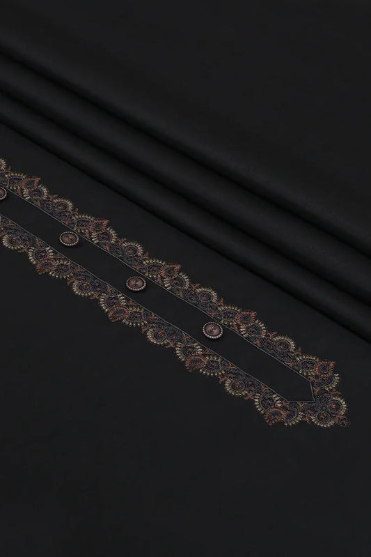 Fabrich - Men's Unstitch Embroidered Kameez Shalwar - Black