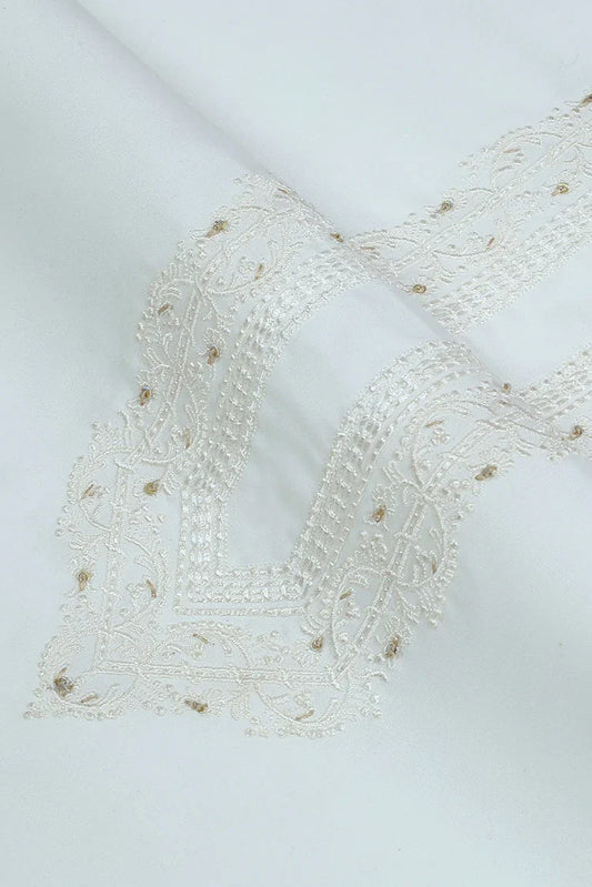 Picture of Fabrich - Men's Unstitch Semi-Formal Embroidered Kameez Shalwar - Off White - Available at Raja Sahib