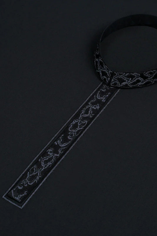 Picture of Fabrich - Men's Unstitch Multi-Colored Embroidered Kameez Shalwar - Black - Available at Raja Sahib