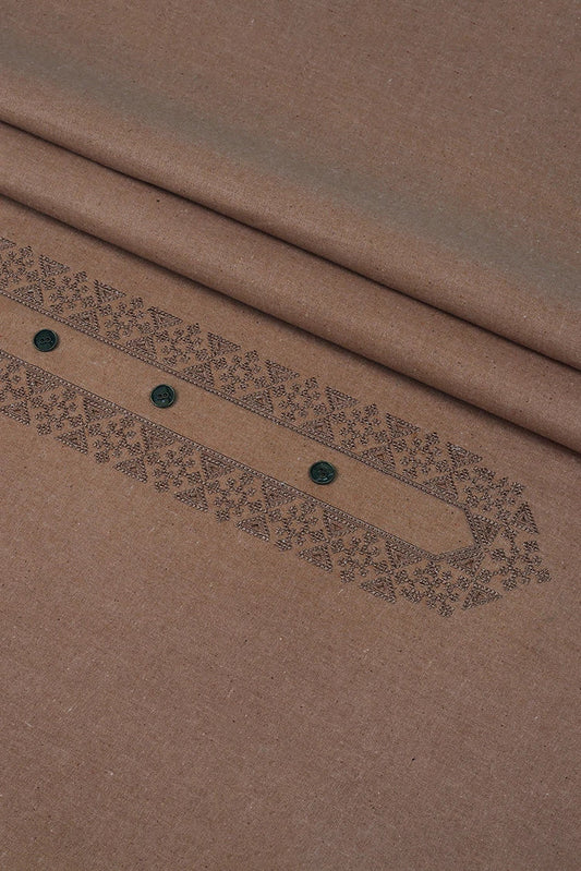 Picture of Fabrich - Men's Unstitch Embroidered Khaddar Kameez Shalwar - Melon - Available at Raja Sahib