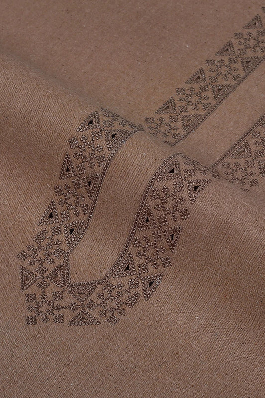 Picture of Fabrich - Men's Unstitch Embroidered Khaddar Kameez Shalwar - Melon - Available at Raja Sahib