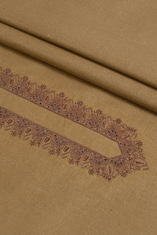 Fabrich - Men's Unstitch Embroidered Khaddar Cutwork - Wheat-Orange