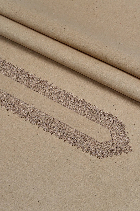 Fabrich - Men's Unstitch Embroidered Khaddar Cutwork - Fawn