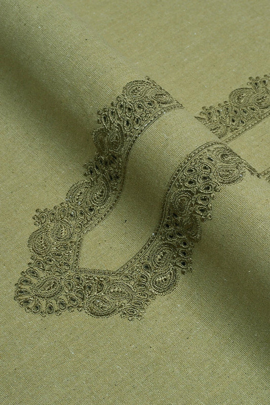 Fabrich - Men's Unstitch Embroidered Khaddar Cutwork - Sage
