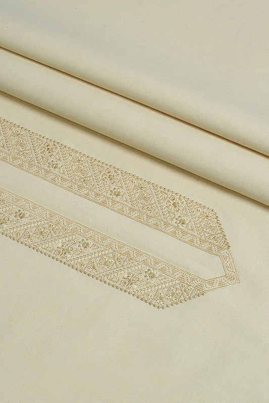 Fabrich - Men's Unstitch Embroidered Cotton Karandi - Cream