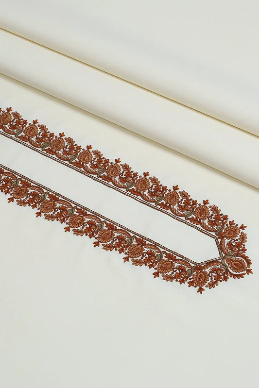 Fabrich - Men's Kashmiri Embroidered Wash 'N Wear Fabric - Cream