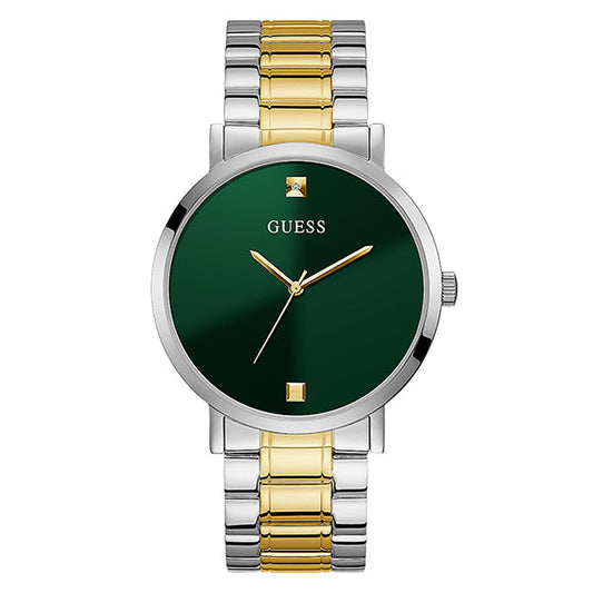 Guess Supernova Two-tone Stainless Steel Green Dial Quartz Watch for Gents - GW0010G2