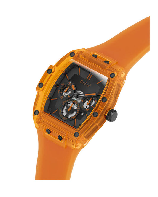 Picture of Guess Phoenix Orange Silicone Strap Black Dial Quartz Watch for Gents - GW0203G10 - Available at Raja Sahib