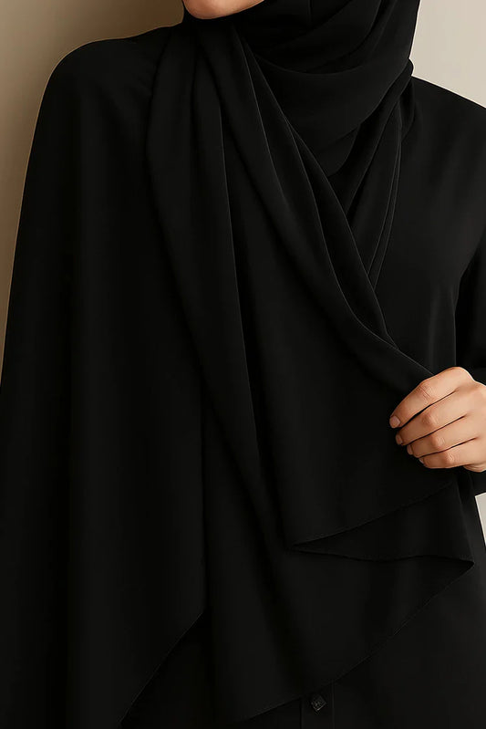 Picture of Divinely Crafted - Hijab Chiffon - Black - Available at Raja Sahib