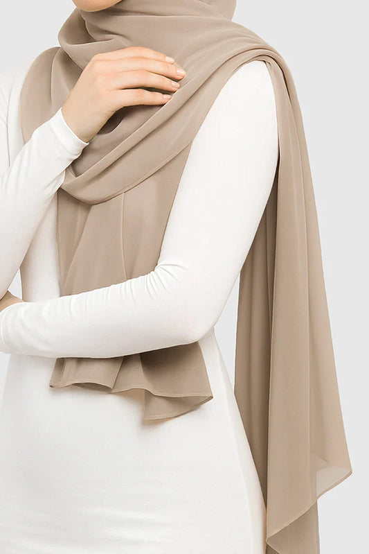 Picture of Divinely Crafted - Hijab Chiffon - Beige - Available at Raja Sahib