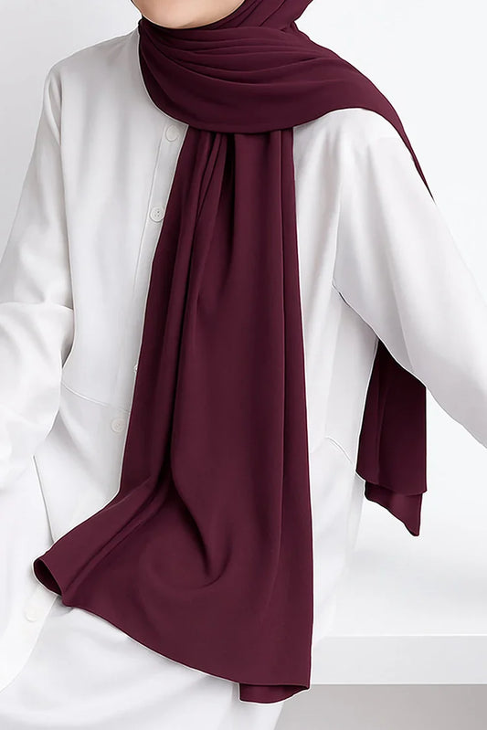 Picture of Divinely Crafted - Hijab Chiffon - Plum - Available at Raja Sahib