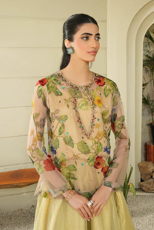 Picture of Stitch Vibes - Ravayah Eid Collection Vol 1 - Ayla Verde Crop Top Skirt - Available at Raja Sahib