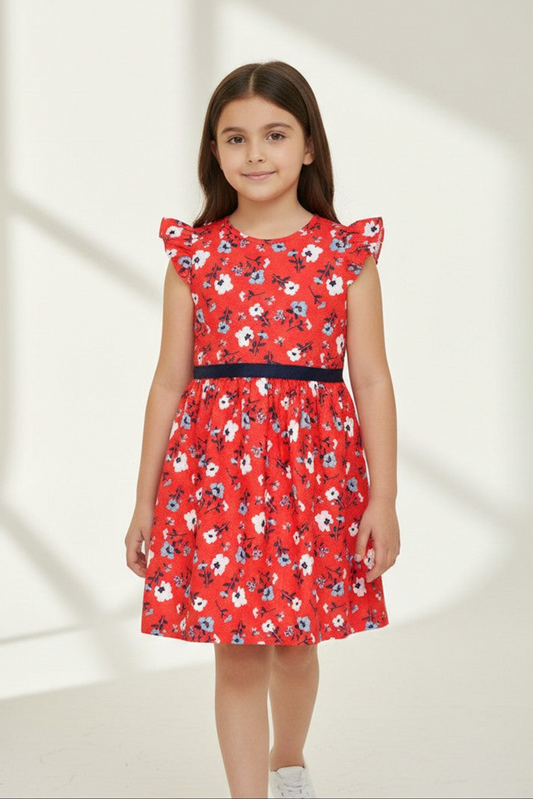 Picture of Ixample - Red Floral Dress - Available at Raja Sahib