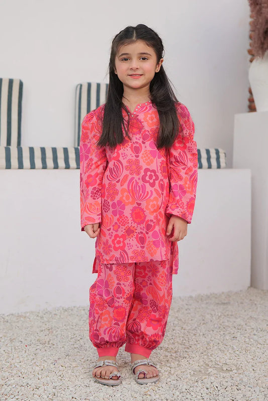 Picture of KAC-02987 | T.Pink & MultiColor | Casual 2 Piece Suit | Polyester Swiss Lawn - Available at Raja Sahib