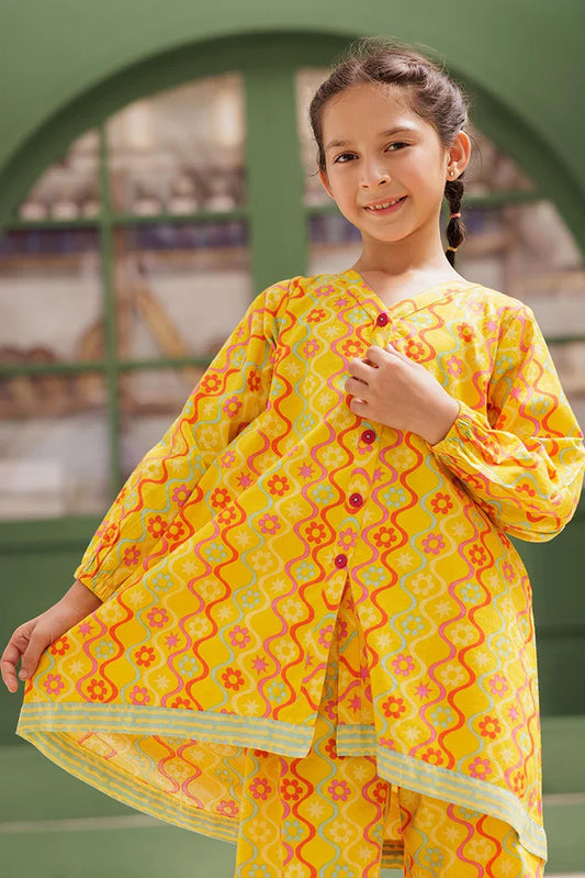 Picture of KAC-03141 | Yellow & Multicolor | Casual 2 Piece Suit | Cotton Dobby Printed - Available at Raja Sahib