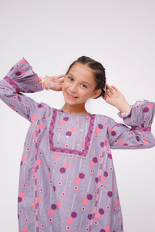 Picture of Senorita - Purple & Multicolor - Casual 2 Piece Suit - KAC-03582 - Available at Raja Sahib