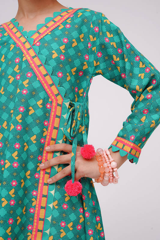 Picture of Senorita - Turquoise Green & Multicolor - Casual 2 Piece Suit - KAC-03584 - Available at Raja Sahib