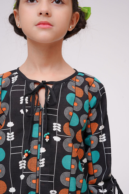 Picture of Senorita - Black & Multicolor - Casual 2 Piece Suit - KAC-03585 - Available at Raja Sahib