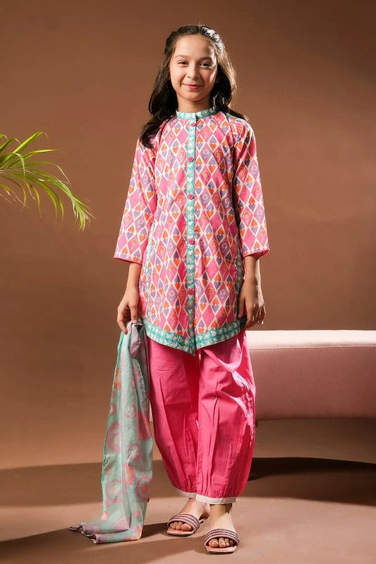Picture of Senorita - Pink & Multicolor - Casual 3 Piece Suit - Cotton Lawn Printed - KAD-03335 - Available at Raja Sahib