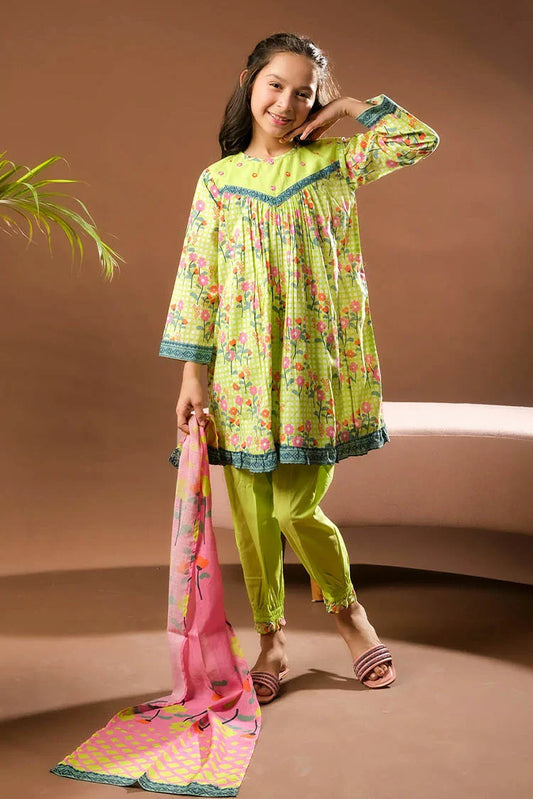 Picture of Senorita - Perrot Green & Multicolor - Casual 3 Piece Suit - Cotton Lawn Printed - KAD-03336 - Available at Raja Sahib