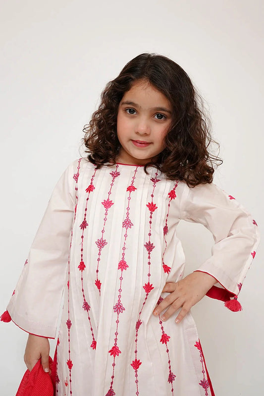 Picture of Senorita - Kids Casual Dress - Casual 3 Piece Suit - Cotton Plain Embroidery - KAD-03425 - Available at Raja Sahib