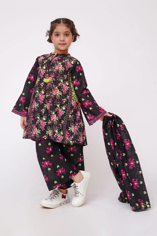 Senorita - Black & Multicolor - Casual 3 Piece Suit - KAD-03629