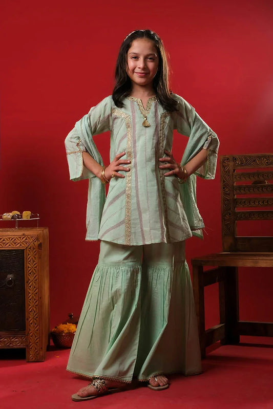 Picture of Senorita - Green & Multicolor - Casual 3 Plus Piece Suit - Cotton Dobby - KBD-03351 - Available at Raja Sahib