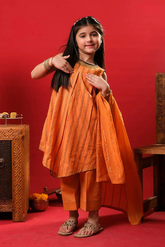 Picture of Senorita - Fawn & Multicolor - Casual Plus 3 Piece Suit - Cotton Dobby - KBD-03379 - Available at Raja Sahib