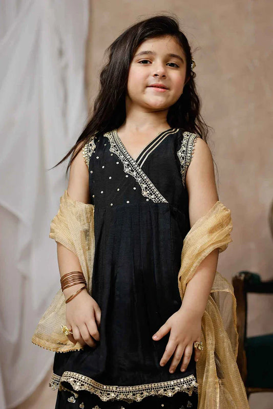 Picture of KDD-03018 | Black & Gold | Formal 3 Piece Suit | Viscose Raw Silk - Available at Raja Sahib