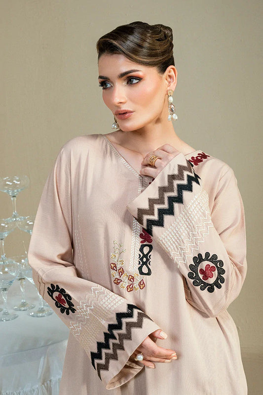 Picture of Kaanthaa - Crosshatch Cotton Viscose Stitched - 2 Piece - Kep-01 - Beige - Available at Raja Sahib