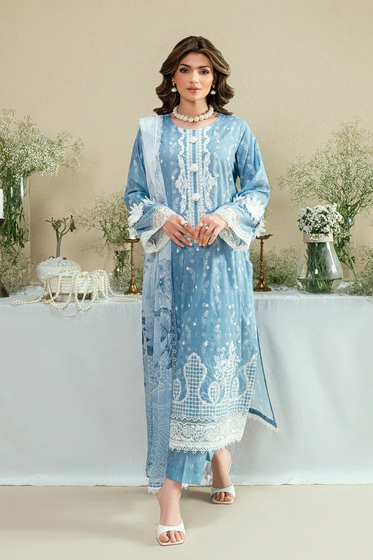 Picture of Kaanthaa - Kunep - Lawn Unstitched - 3 Piece - 003 - Sky Blue - Available at Raja Sahib