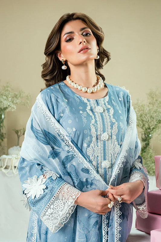 Picture of Kaanthaa - Kunep - Lawn Unstitched - 3 Piece - 003 - Sky Blue - Available at Raja Sahib