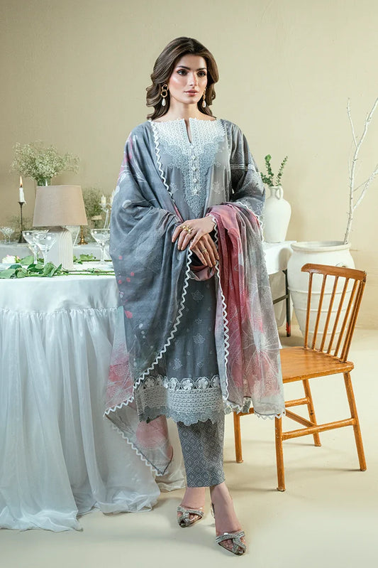Picture of Kaanthaa - Kunep - Lawn Unstitched - 3 Piece - 004 - Gray - Available at Raja Sahib