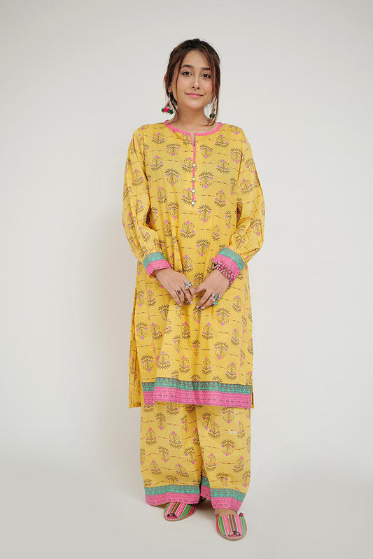 Picture of Senorita - LAC-02692 | Yellow & Multicolor | Casual 2 Piece Suit | Cotton Lawn Printed - Available at Raja Sahib