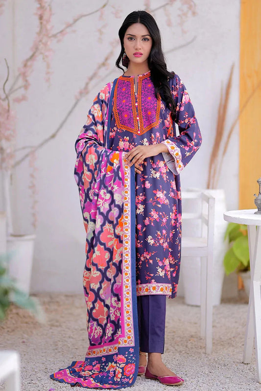 Picture of LAD-02473 | Grey & Multicolor | Casual 3 Piece Suit | Marina Printed Fabric - Available at Raja Sahib
