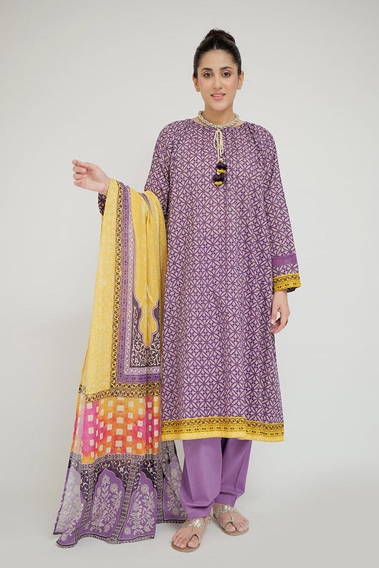 Picture of Senorita - LAD-02688 | Purple & Multicolor | Casual 3 Piece Suit | Cotton Lawn Printed - Available at Raja Sahib