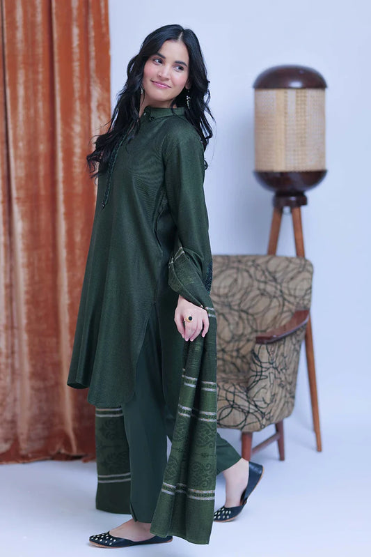 Picture of LAD-02768 | Green & Black | Casual 3 Piece Suit | Acrylic Fabric - Available at Raja Sahib