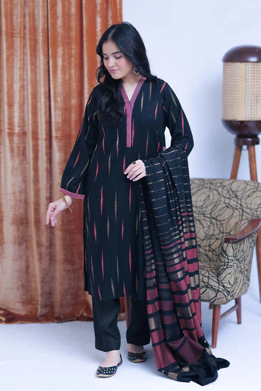 Picture of LAD-02769 | Black & Multicolor | Casual 3 Piece Suit | Acrylic Fabric - Available at Raja Sahib