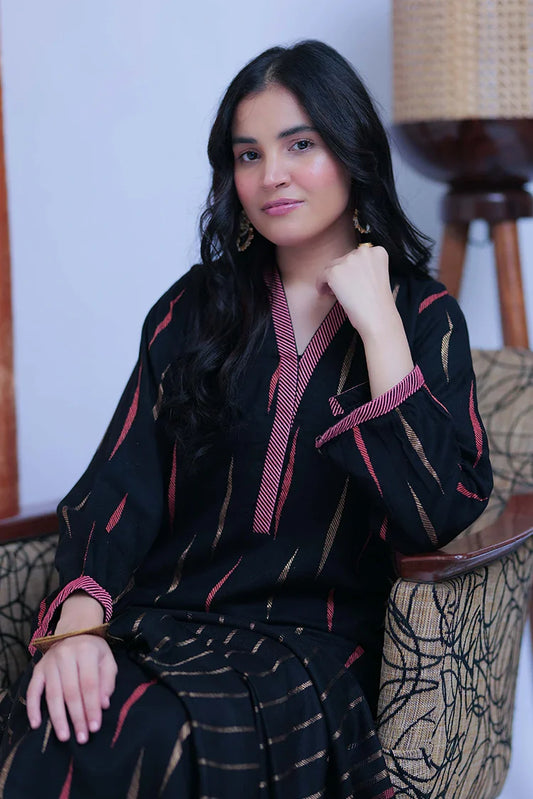 Picture of LAD-02769 | Black & Multicolor | Casual 3 Piece Suit | Acrylic Fabric - Available at Raja Sahib