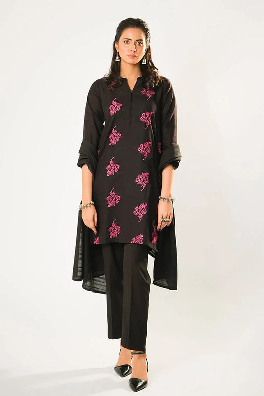 Picture of Women winter clothes | Black | Casual 3 Piece Suit | Cotton Khaddar Dyed | LAD-03176 - Available at Raja Sahib