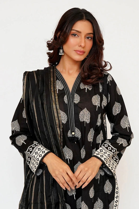 Picture of Senorita - Women Eid Dress - Black & Fawn - Casual 3 Piece Suit - LAD-03464 - Available at Raja Sahib