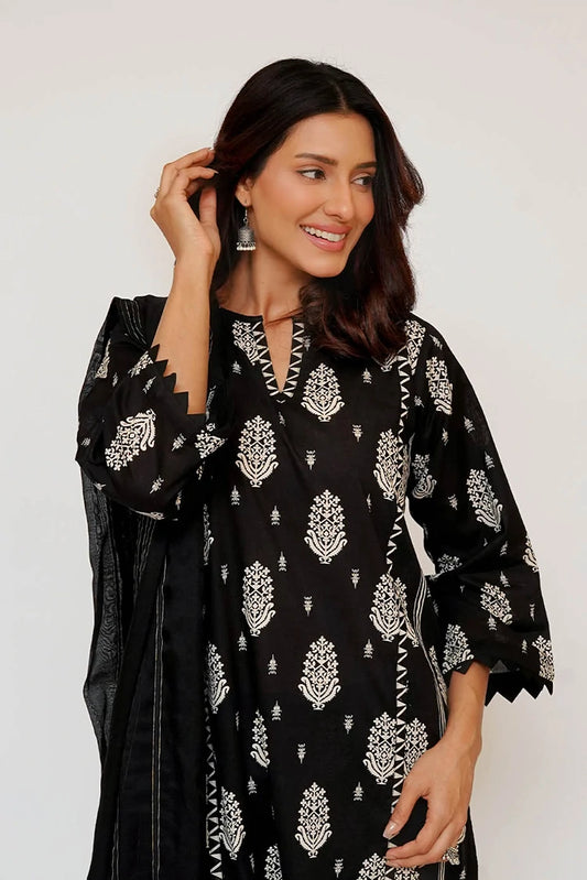Picture of Senorita - Women Eid Dress - Black & Fawn - Casual 3 Piece Suit - LAD-03465 - Available at Raja Sahib
