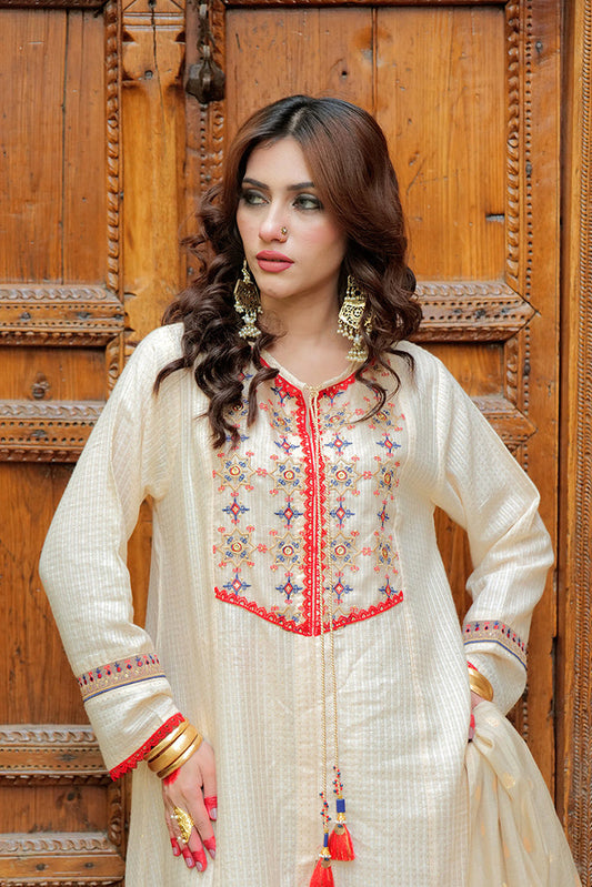 Picture of Senorita - LBD-02621 | Fawn & Gold | Casual plus 3 Piece Suit | Cotton Jacquard Dobby - Available at Raja Sahib